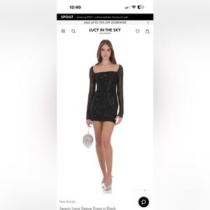 Lucy in the Sky Glittering Black Long Sleeve Dress